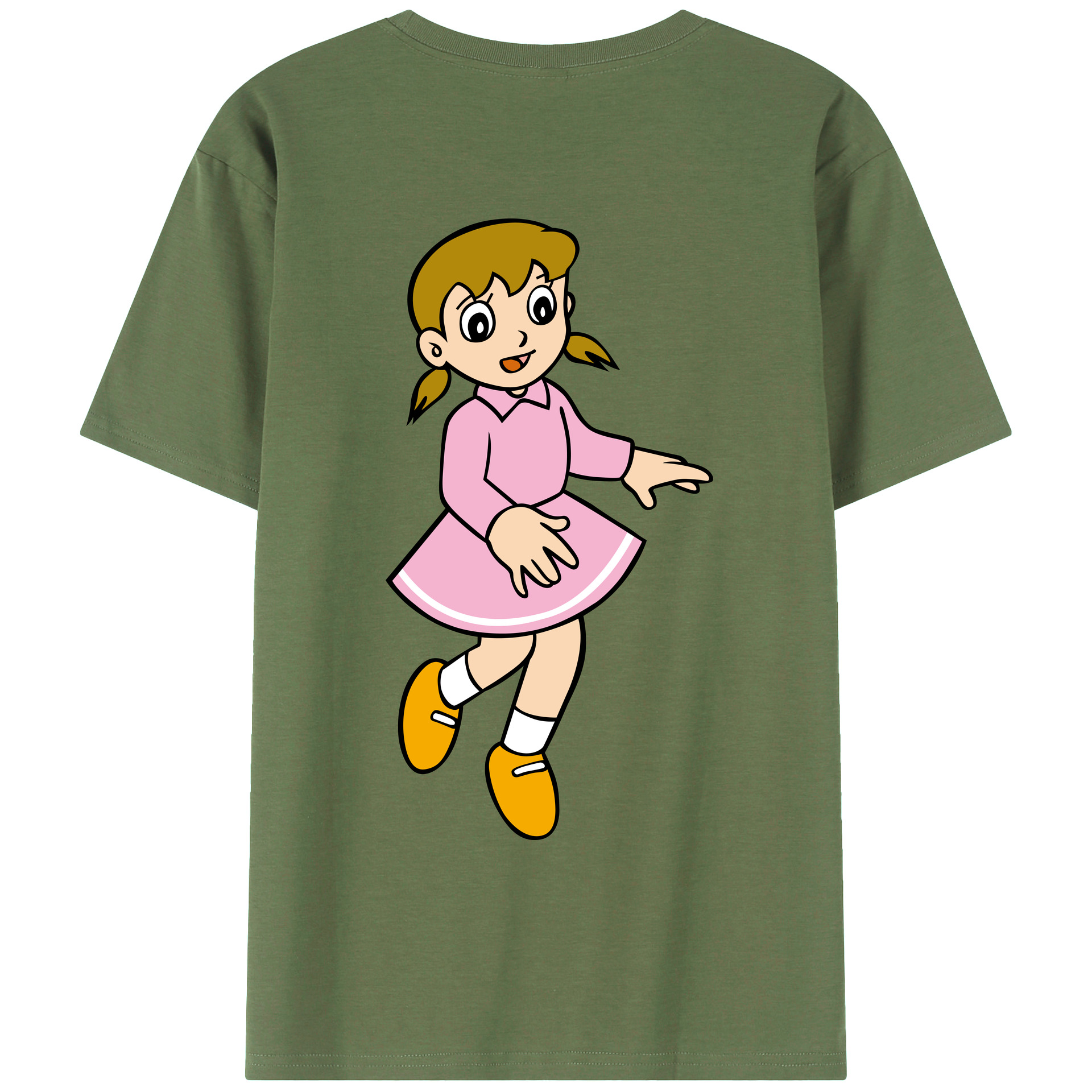 （画像用） ドラえもん みなもと しずか Doraemon Shizuka Minamoto 綿100％ メンズ半袖Tシャツ（バックプリント） 通気性